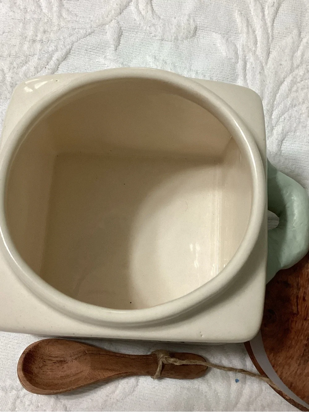 Handcrafted in India 4” square Lidded Sugar Canister Jar with Spoon